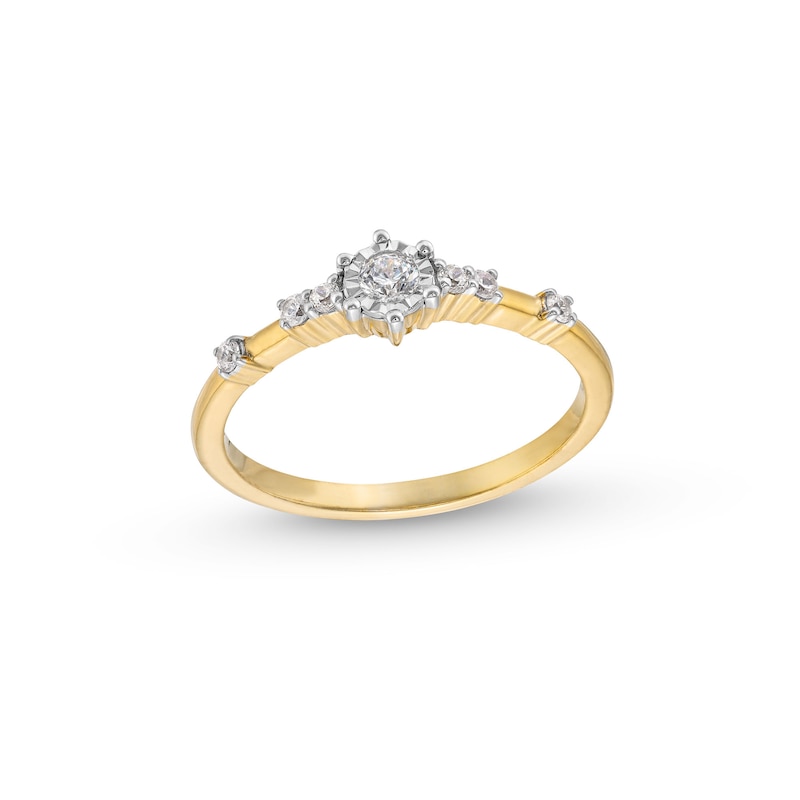 1/6 CT. T.W. Diamond Station Promise Ring in 10K Gold