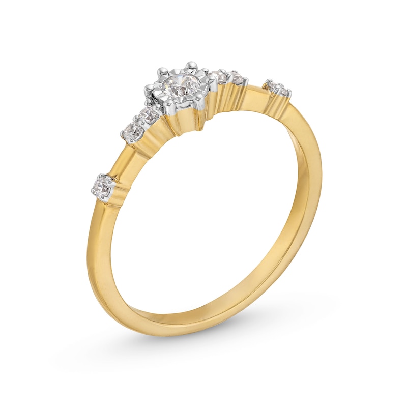 1/6 CT. T.W. Diamond Station Promise Ring in 10K Gold