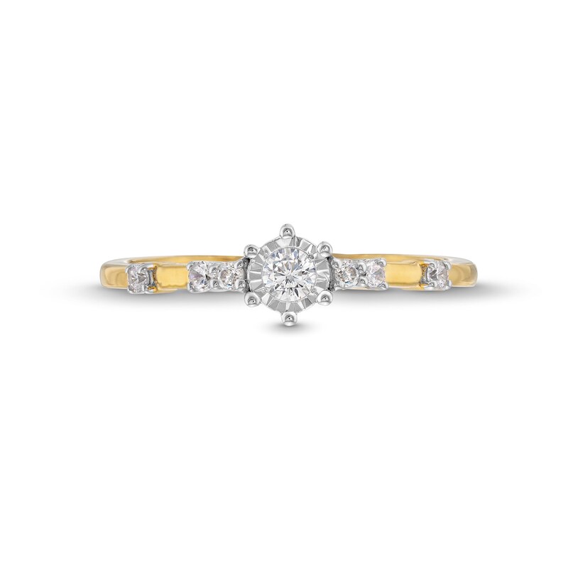 1/6 CT. T.W. Diamond Station Promise Ring in 10K Gold