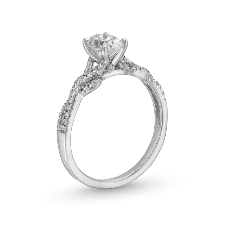 Main Image 3 of 3/4 CT. T.W. Oval Diamond Twist Shank Engagement Ring in 14K White Gold