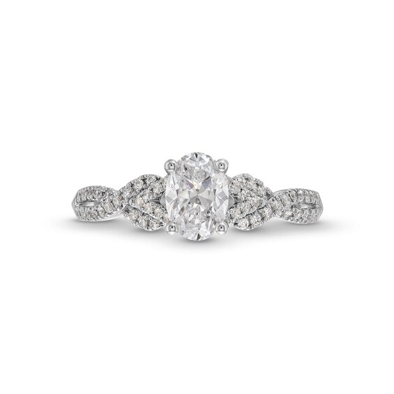 3/4 CT. T.w. Oval Diamond Twist Shank Engagement Ring in 14K White Gold