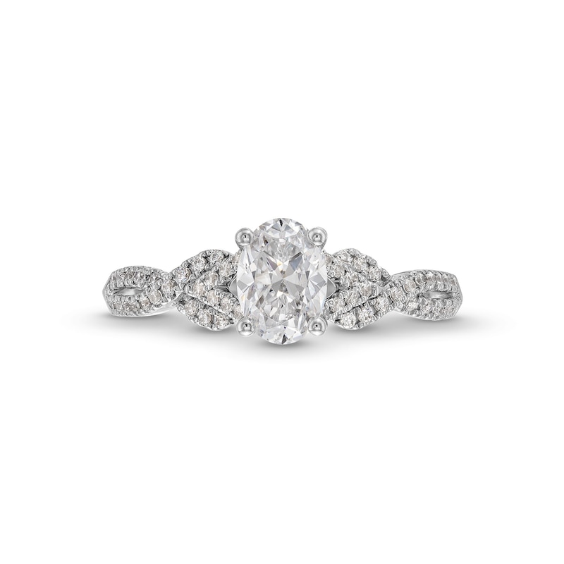 Main Image 4 of 3/4 CT. T.W. Oval Diamond Twist Shank Engagement Ring in 14K White Gold