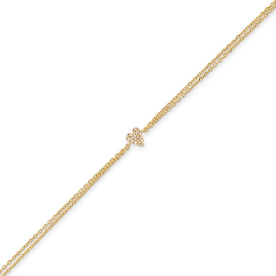 1/20 CT. T.w. Heart-Shaped Multi-Diamond Double Chain Bracelet in 10K Gold - 7.25"