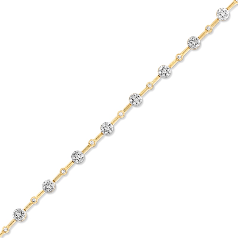 1/4 CT. T.W. Diamond Station Bracelet in 10K Gold - 7”