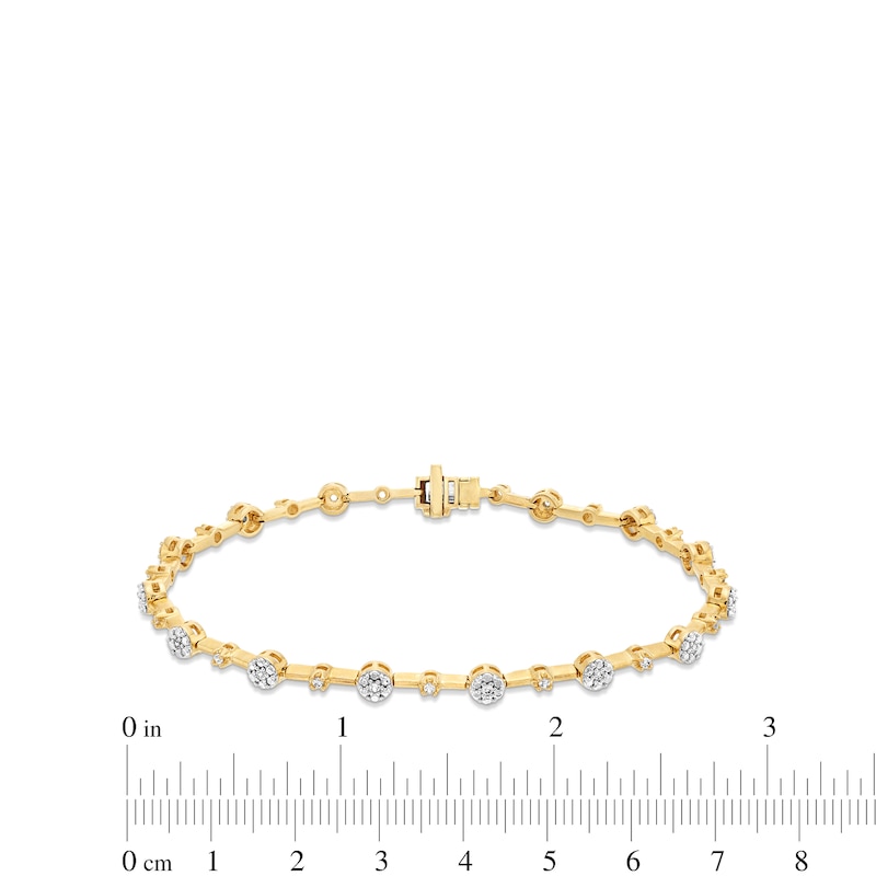 1/4 CT. T.W. Diamond Station Bracelet in 10K Gold - 7”