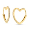 Thumbnail Image 0 of 1/10 CT. T.W. Diamond Heart-Shaped Hoop Earrings in 10K Gold