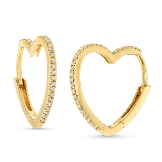 1/10 CT. T.w. Diamond Heart-Shaped Hoop Earrings in 10K Gold