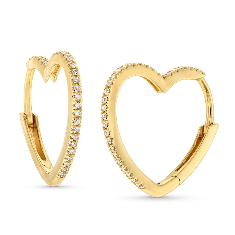 1/10 CT. T.W. Diamond Heart-Shaped Hoop Earrings in 10K Gold