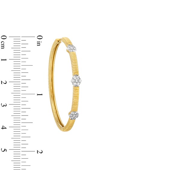 1/2 CT. T.w. Diamond Hexagon Station Hoop Earrings in 10K Gold
