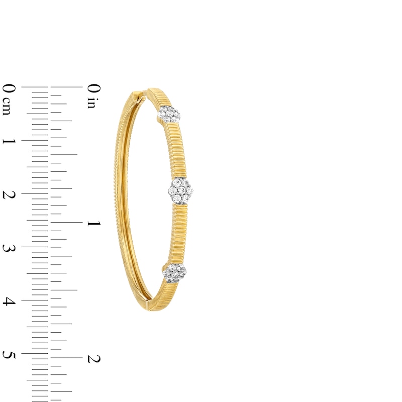 1/2 CT. T.W. Diamond Hexagon Station Hoop Earrings in 10K Gold