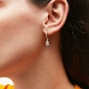 Thumbnail Image 2 of 1/2 CT. T.W. Emerald-Shaped Multi-Diamond Frame Drop Huggie Hoop Earrings in 10K Gold