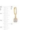 Thumbnail Image 2 of 1/2 CT. T.W. Multi-Diamond Emerald-Shaped Drop Huggie Hoop Earrings in 10K Gold