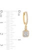 Thumbnail Image 3 of 1/2 CT. T.W. Emerald-Shaped Multi-Diamond Frame Drop Huggie Hoop Earrings in 10K Gold