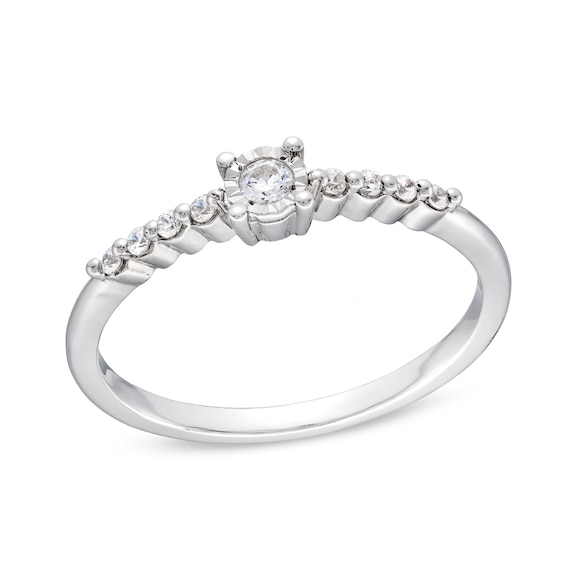 1/10 CT. T.w. Diamond Nine Stone Stackable Ring in 10K White Gold