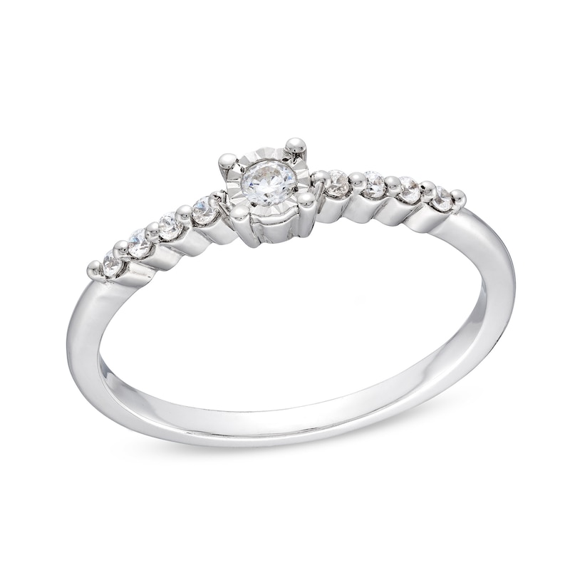 1/10 CT. T.W. Diamond Nine-Stone Stackable Ring in 10K White Gold