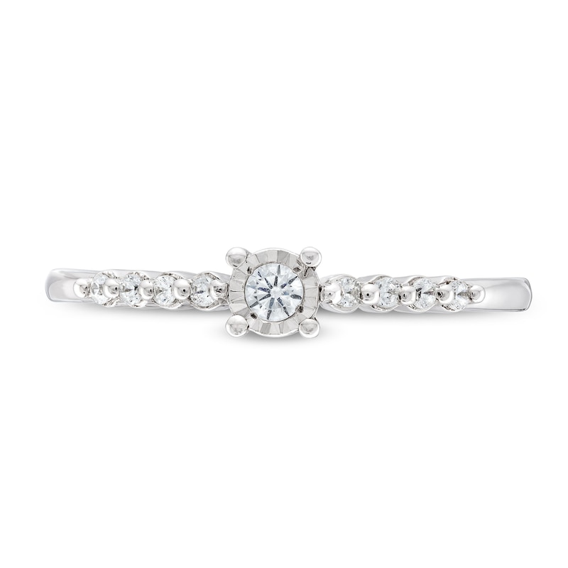 1/10 CT. T.W. Diamond Nine-Stone Stackable Ring in 10K White Gold