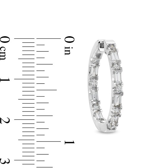 1-1/2 CT. T.w. Baguette and Round Certified Lab-Grown Diamond Inside-Out Hoop Earrings in 14K White Gold (F/Vs2)