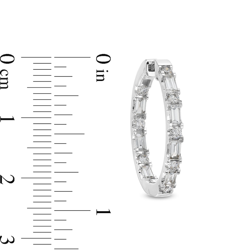 1-1/2 CT. T.W. Baguette and Round Certified Lab-Created Diamond Inside-Out Hoop Earrings in 14K White Gold (F/VS2)