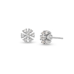 1/3 CT. T.W. Diamond Flower Stud Earrings in 10K White Gold