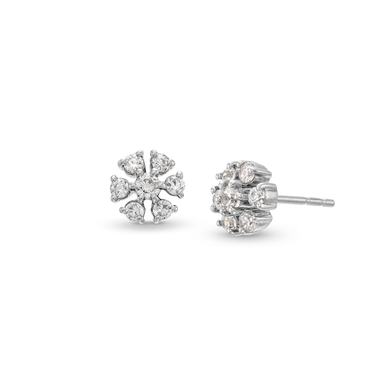 1/3 CT. T.w. Diamond Flower Stud Earrings in 10K White Gold
