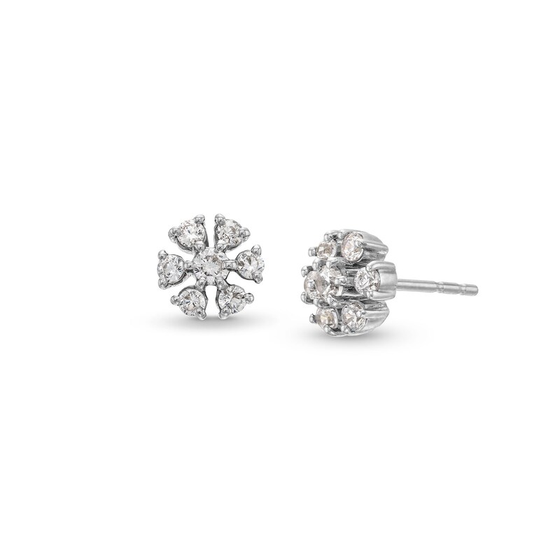 1/3 CT. T.W. Diamond Flower Stud Earrings in 10K White Gold