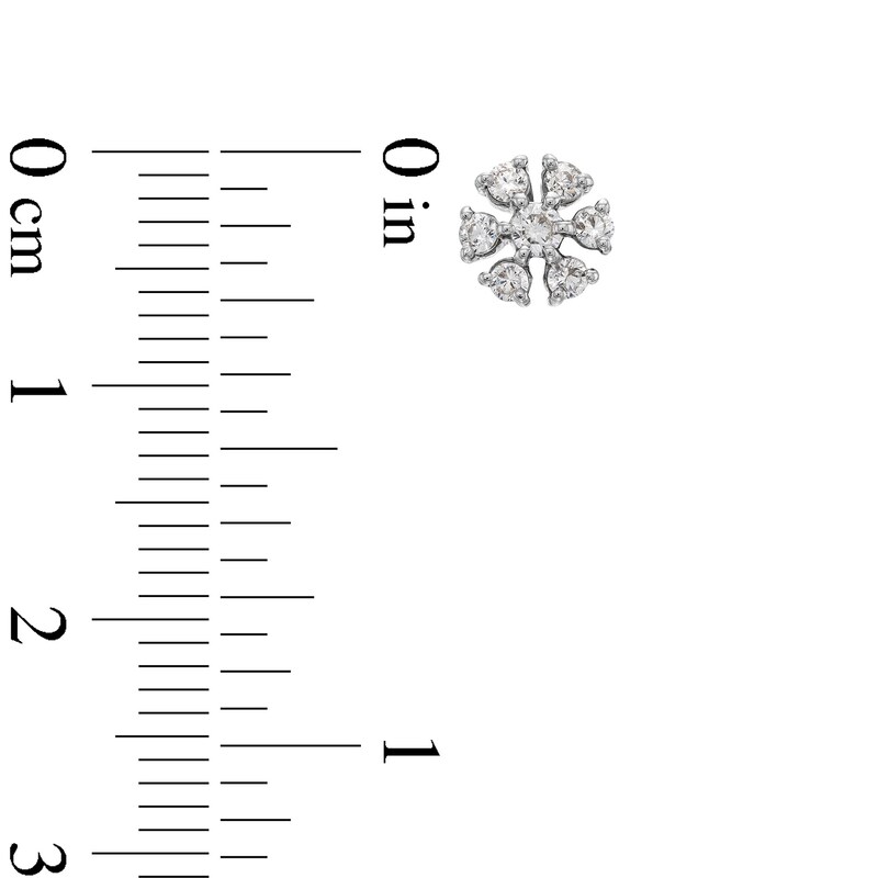 Main Image 3 of 1/3 CT. T.W. Diamond Flower Stud Earrings in 10K White Gold