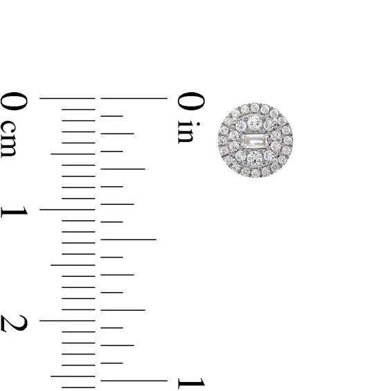 1/4 CT. T.w. Baguette and Round Multi-Diamond Frame Stud Earrings in 10K White Gold