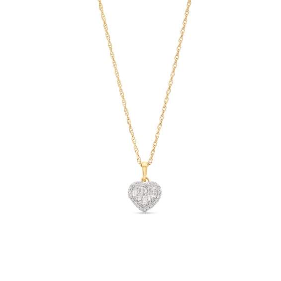 1/5 CT. T.w. Heart-Shaped Multi-Diamond Frame Pendant in 10K Gold