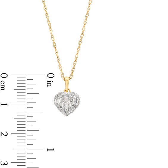 1/5 CT. T.w. Heart-Shaped Multi-Diamond Frame Pendant in 10K Gold