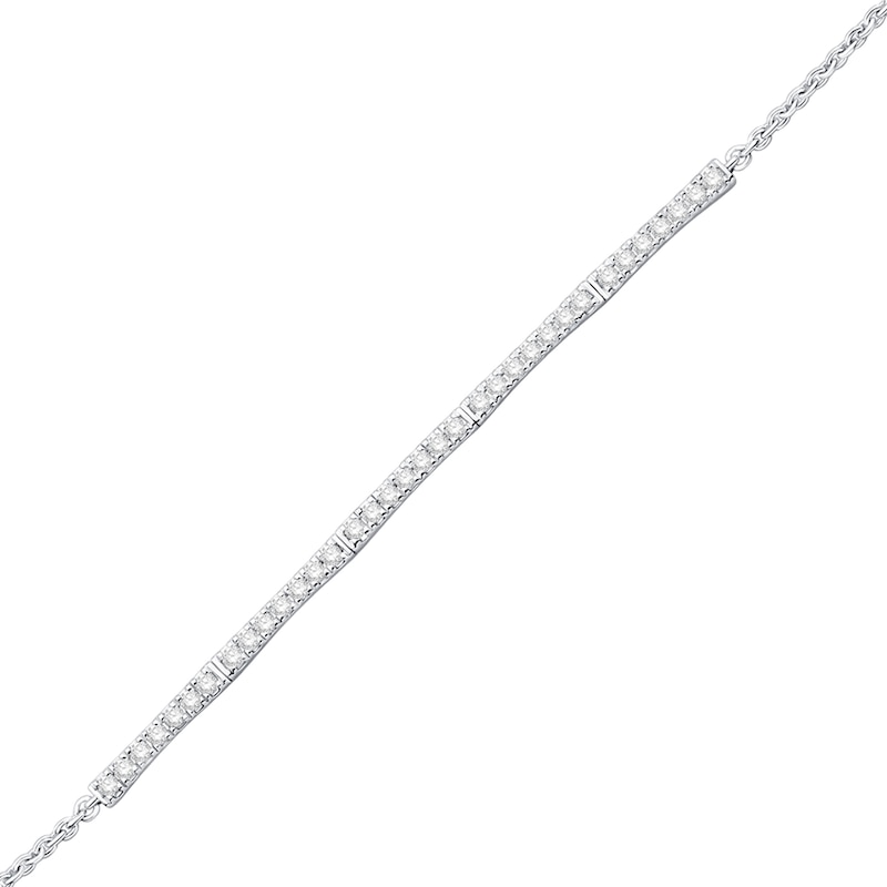 1/2 CT. T.W. Diamond Five Bar Bolo Bracelet in 10K White Gold