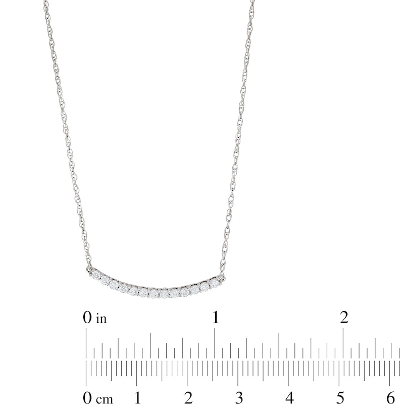 Main Image 3 of 1/3 CT. T.W. Diamond Curved Bar Necklace in 10K White Gold