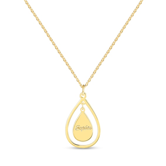 Engravable Double Teardrop Dangle Pendant (1 Line) - 20"