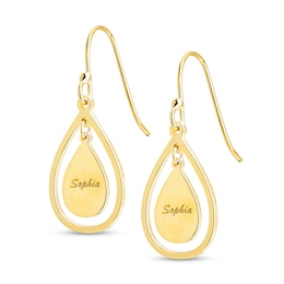 Engravable Double Teardrop Earrings (1 Line)
