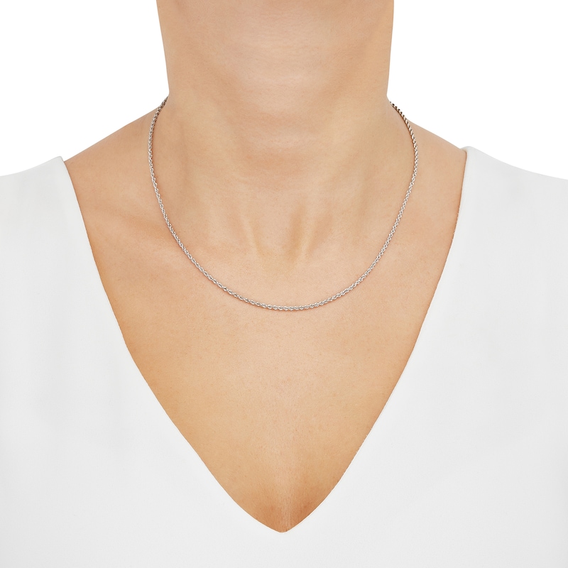 Main Image 2 of 1.8mm Round Rope Chain in Semi-Solid 14K White Gold - 18”