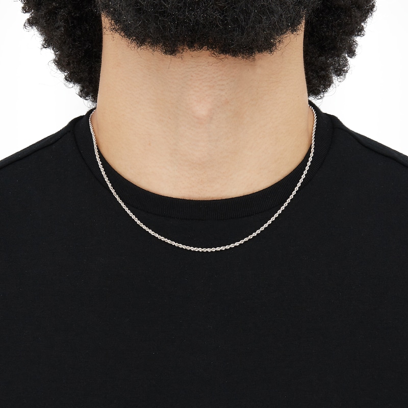 Main Image 3 of 1.8mm Round Rope Chain in Semi-Solid 14K White Gold - 18”