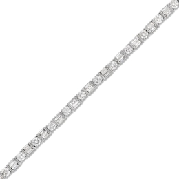 4-1/2 CT. T.W. Baguette and Round Certified Lab-Grown Diamond Alternating Bracelet in 14K White Gold (F/SI2)