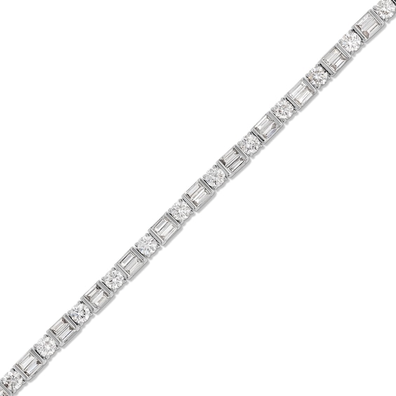 4-1/2 CT. T.w. Baguette and Round Certified Lab-Grown Diamond Alternating Bracelet in 14K White Gold (F/Si2)