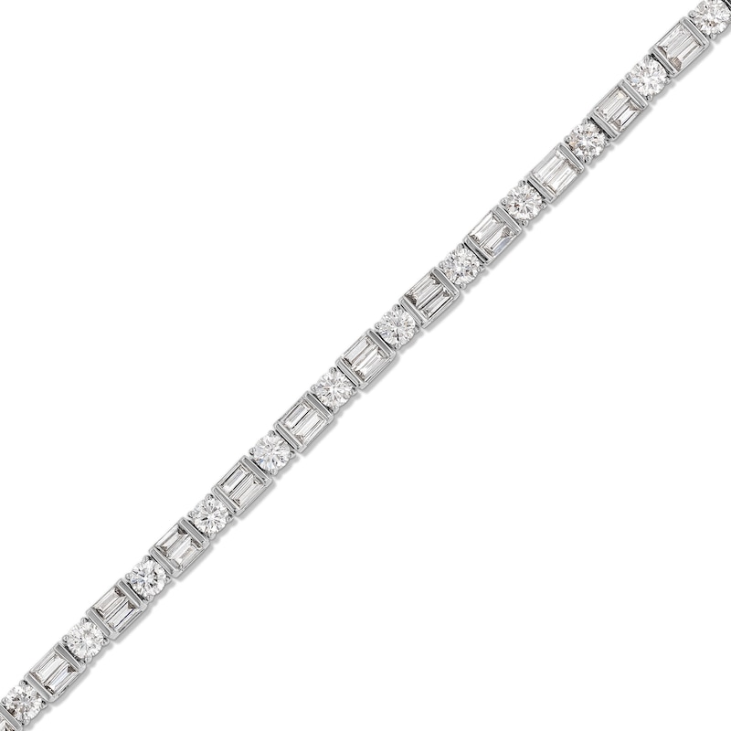 Main Image 1 of 4-1/2 CT. T.W. Baguette and Round Certified Lab-Grown Diamond Alternating Bracelet in 14K White Gold (F/SI2)