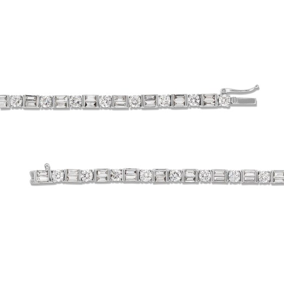 4-1/2 CT. T.w. Baguette and Round Certified Lab-Grown Diamond Alternating Bracelet in 14K White Gold (F/Si2)