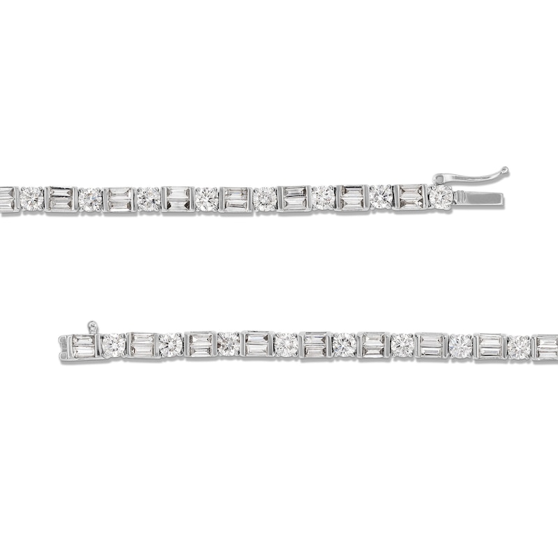 Main Image 3 of 4-1/2 CT. T.W. Baguette and Round Certified Lab-Grown Diamond Alternating Bracelet in 14K White Gold (F/SI2)
