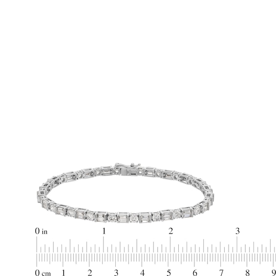 4-1/2 CT. T.w. Baguette and Round Certified Lab-Grown Diamond Alternating Bracelet in 14K White Gold (F/Si2)