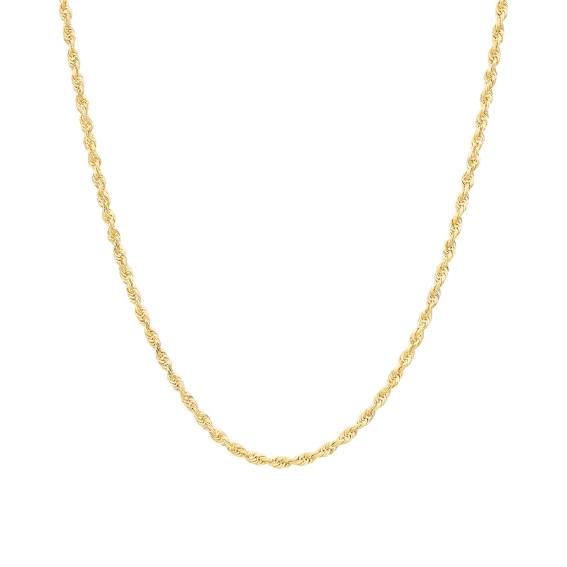 2.4mm Round Rope Chain in Semi-Solid 14K Gold - 22”