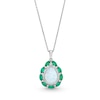 Thumbnail Image 1 of Pear-Shaped Lab-Created Opal, Lab-Created Emerald and White Lab-Created Sapphire Frame Pendant in Sterling Silver