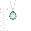 Thumbnail Image 3 of Pear-Shaped Lab-Created Opal, Lab-Created Emerald and White Lab-Created Sapphire Frame Pendant in Sterling Silver
