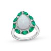 Thumbnail Image 1 of Pear-Shaped Lab-Created Opal, Lab-Created Emerald and White Lab-Created Sapphire Frame Ring in Sterling Silver