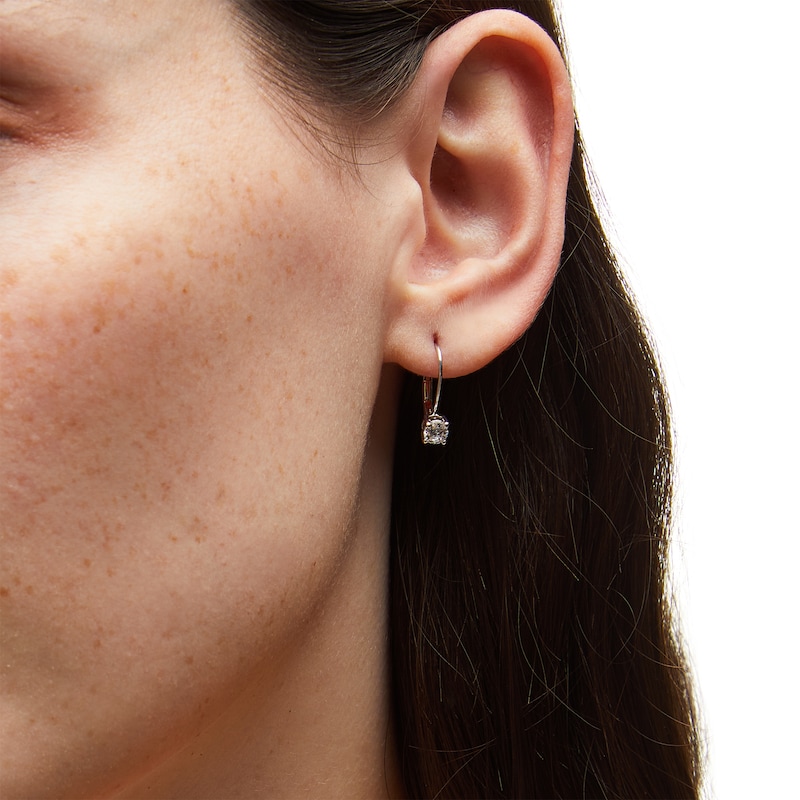 Main Image 2 of 1/2 CT. T.W. Diamond Solitaire Drop Earrings in 14K White Gold