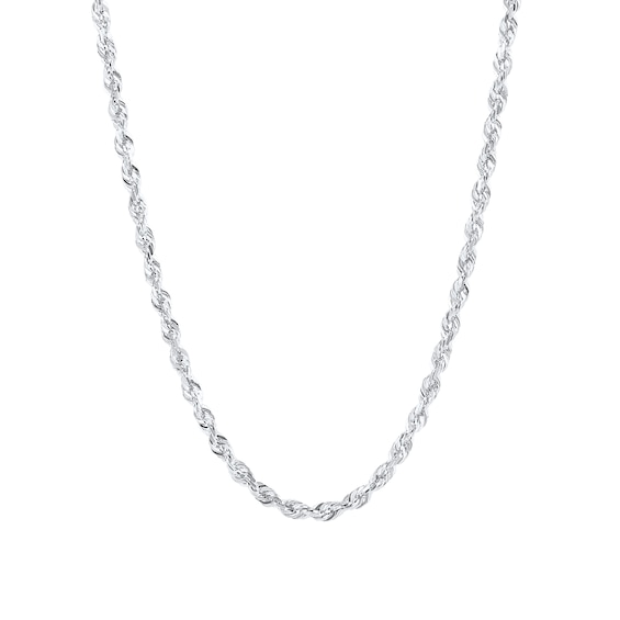 2.4mm Round Rope Chain in Semi-Solid 14K White Gold - 20â