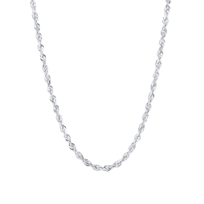 2.4mm Round Rope Chain in Semi-Solid 14K White Gold - 20”