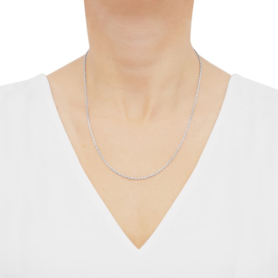 2.4mm Round Rope Chain in Semi-Solid 14K White Gold - 20â