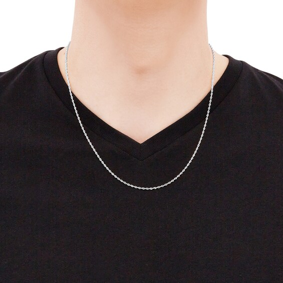 2.4mm Round Rope Chain in Semi-Solid 14K White Gold - 20â